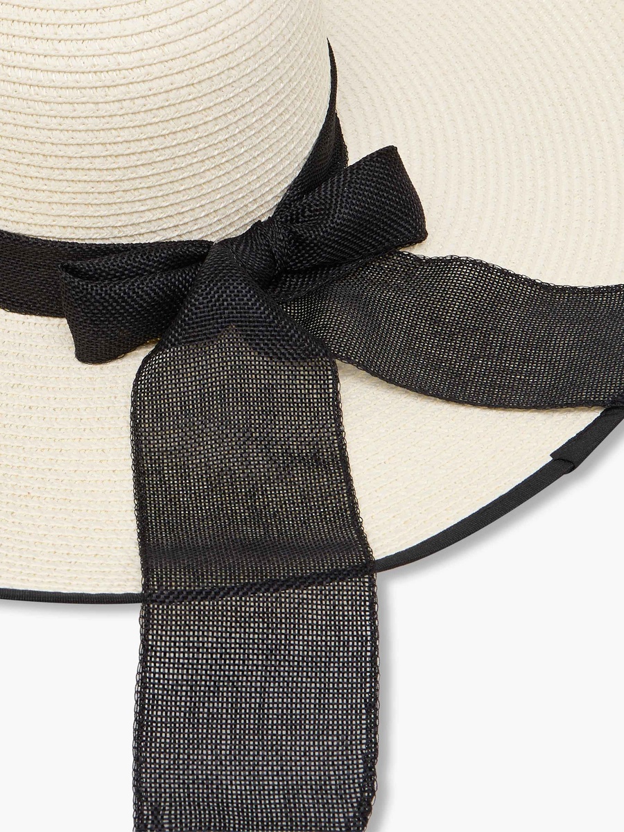 Wide Brim Hat with Contrast Bow