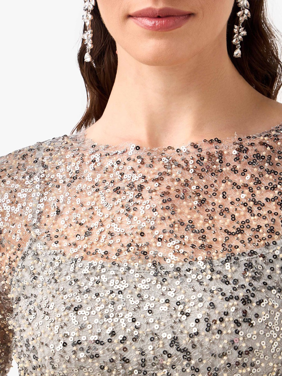 Embellished Sequin Dress with Long Sleeves