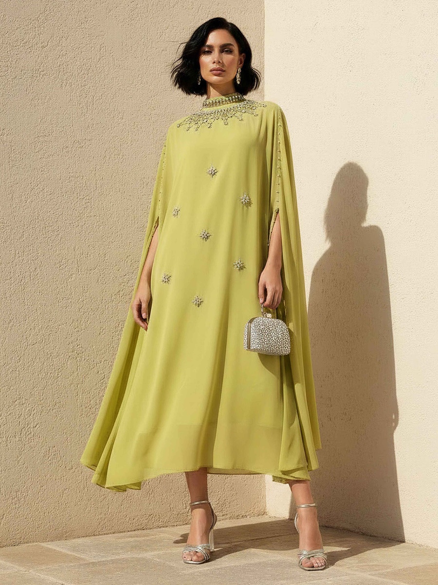 Midi Kaftan Dress with Embellished Detail