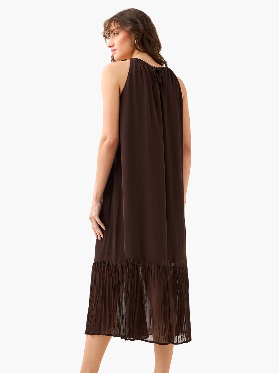 Pleated Trapeze Midi Dress with Halter Neck Chain Detail For Default  Category at Kuwait | Styli