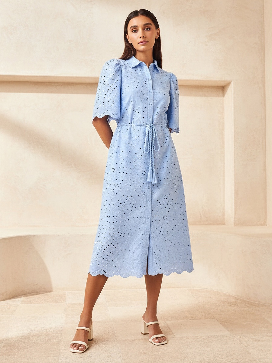 sachin and babi light blue dress Maisie Floral Embroidered Eyelet Cotton Shift Dress