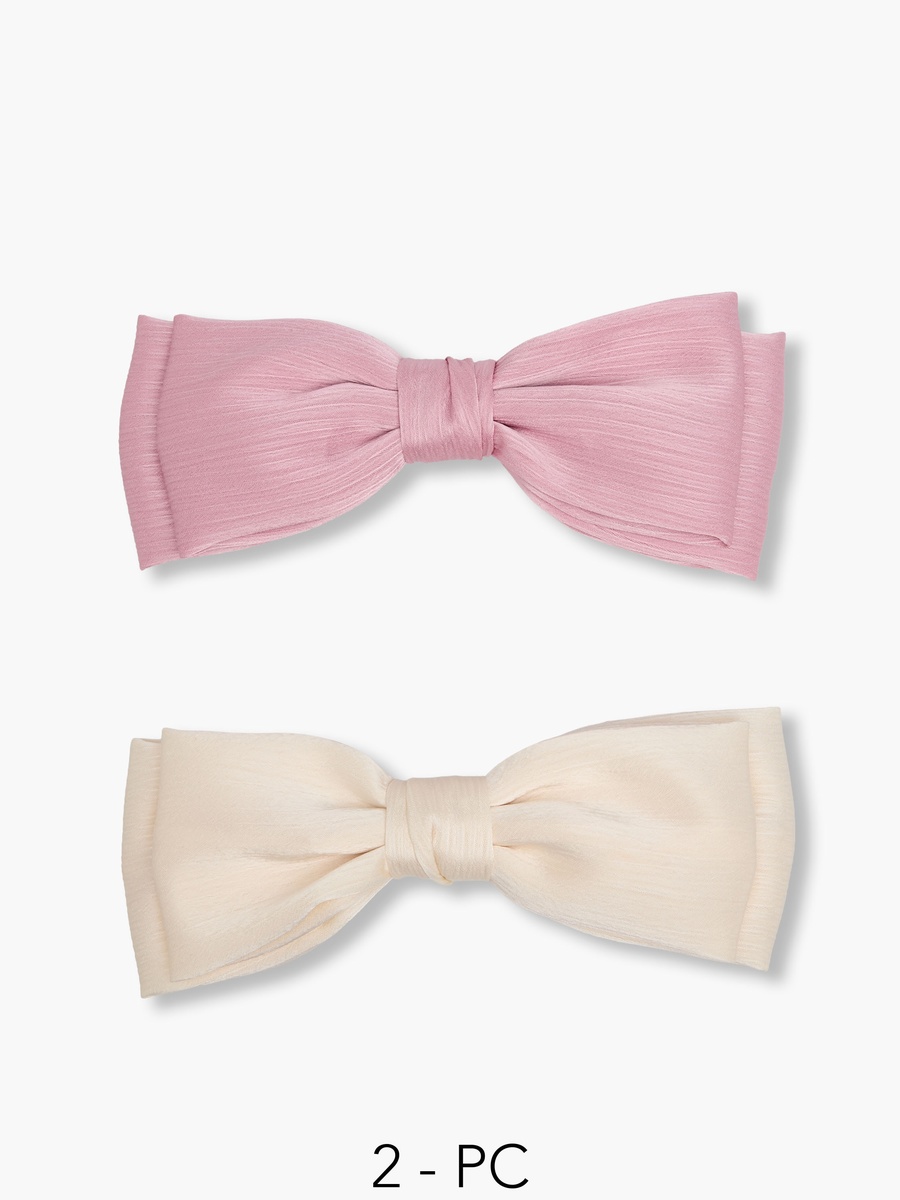 Pack of 2 Bow Barrette Hair Clip with Texture