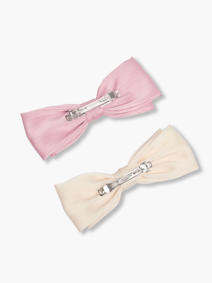 Pack of 2 Bow Barrette Hair Clip with Texture