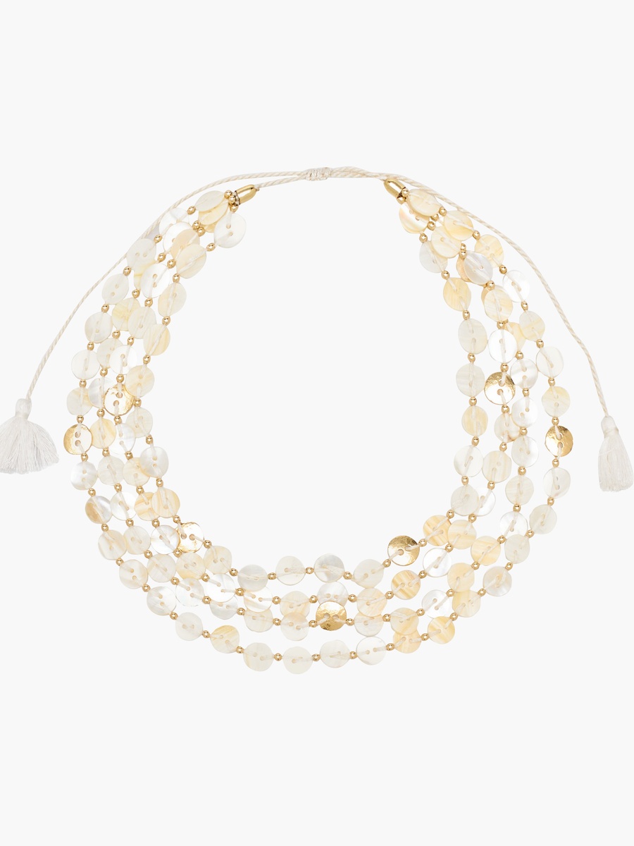 Shell Layered Necklace with Slider Closure