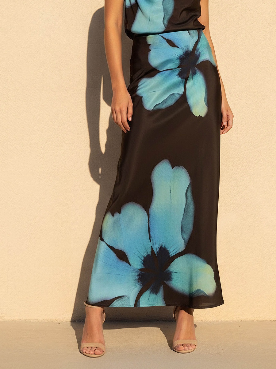 Maxi Column Skirt with Floral Print