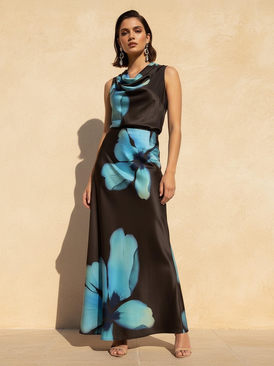 Maxi Column Skirt with Floral Print
