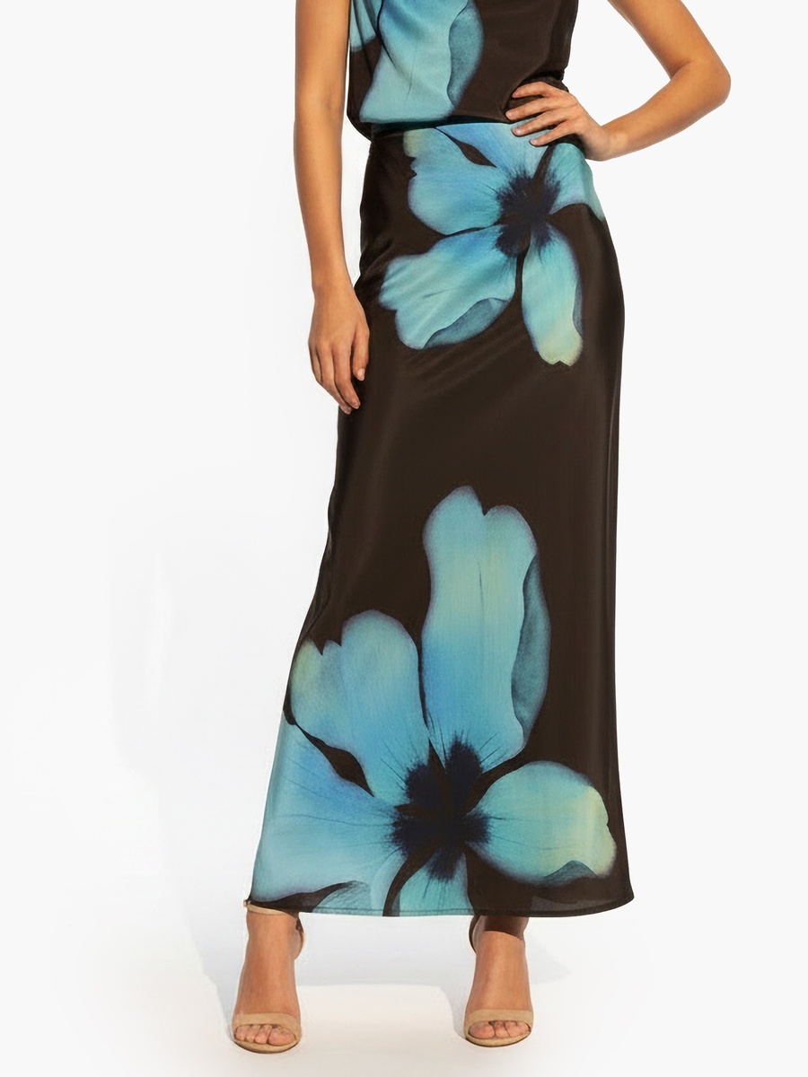 Maxi Column Skirt with Floral Print