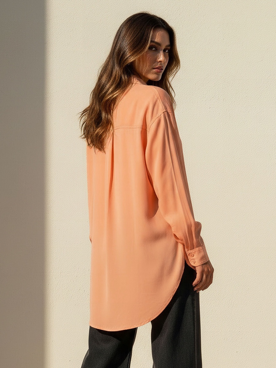 Tencel Longline Shirt with Chest Pocket
