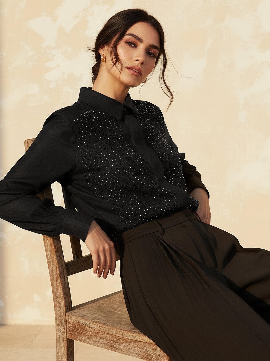 Relaxed Fit Shirt with Stud Embellishment