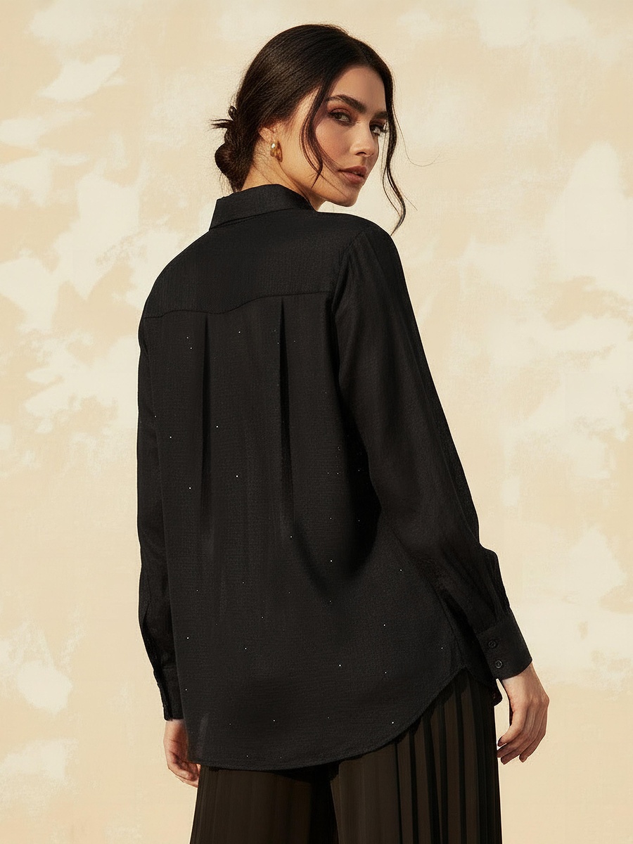 Relaxed Fit Shirt with Stud Embellishment