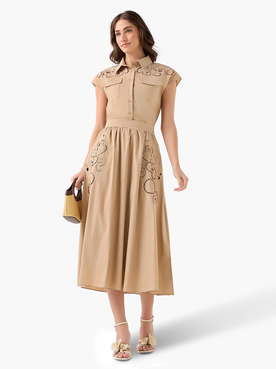 Cotton Shirt with Lace Embroidery