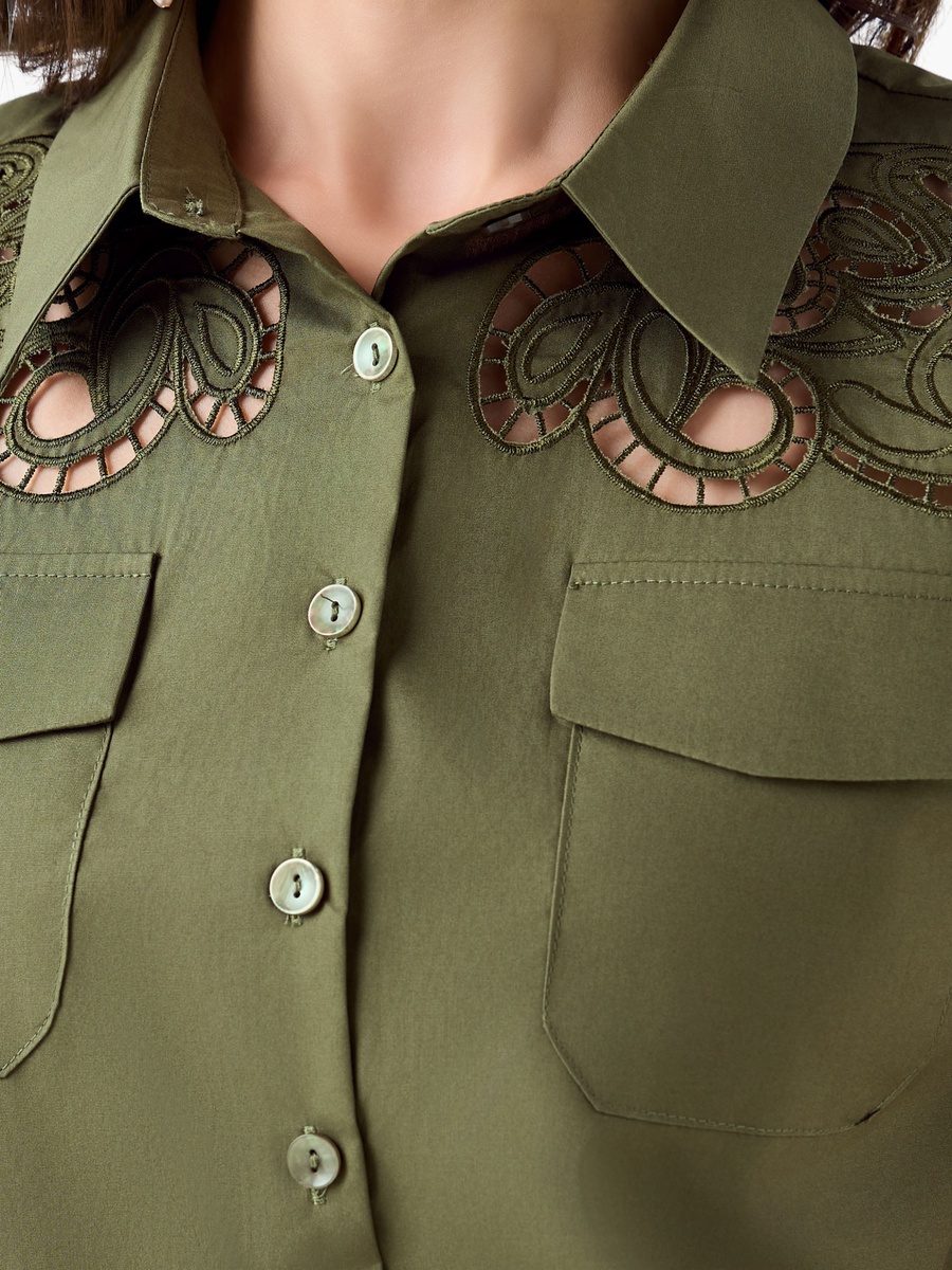Cotton Shirt with Lace Embroidery