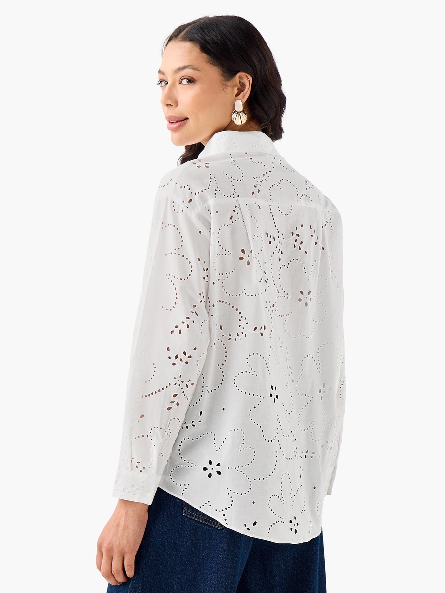 Cotton Shirt with Schiffli Embroidery