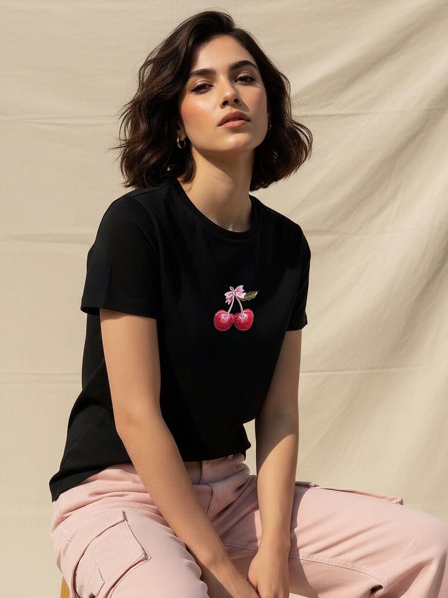 Cotton T-Shirt with Embroidery