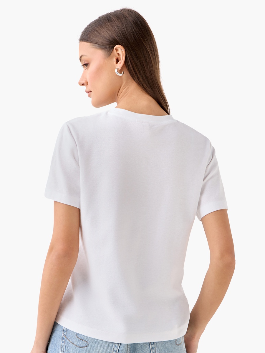 Cotton T-Shirt with Floral Slogan Embroidery