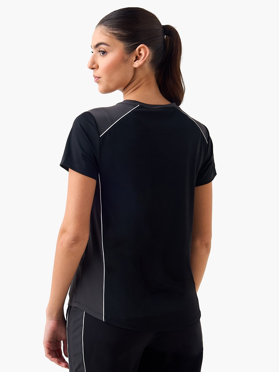 Women Cut and Sew Piping Accent T-Shirt