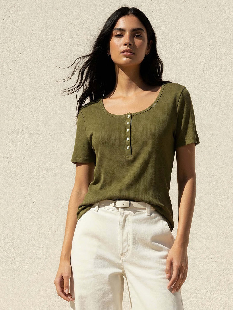 T-Shirt with Ribbed Texture
