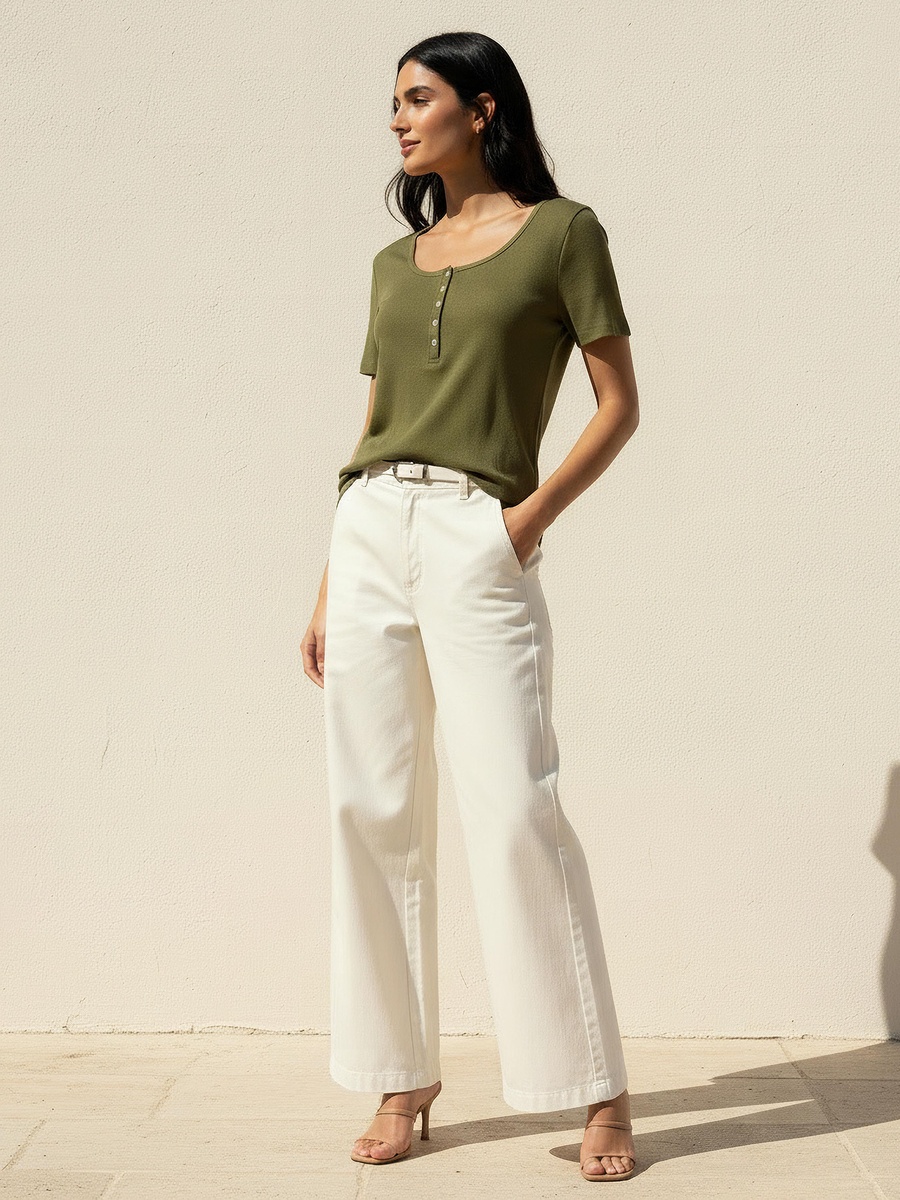 T-Shirt with Ribbed Texture
