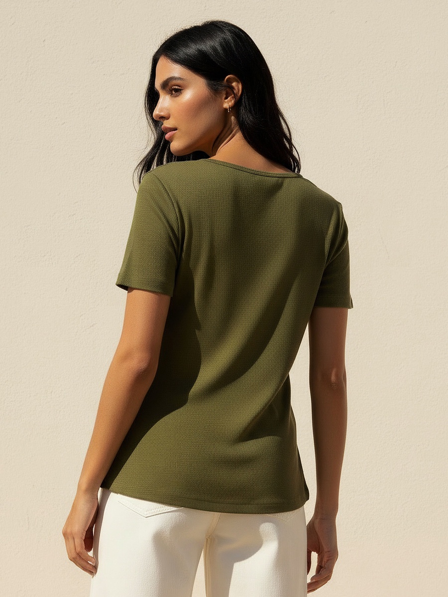 T-Shirt with Ribbed Texture