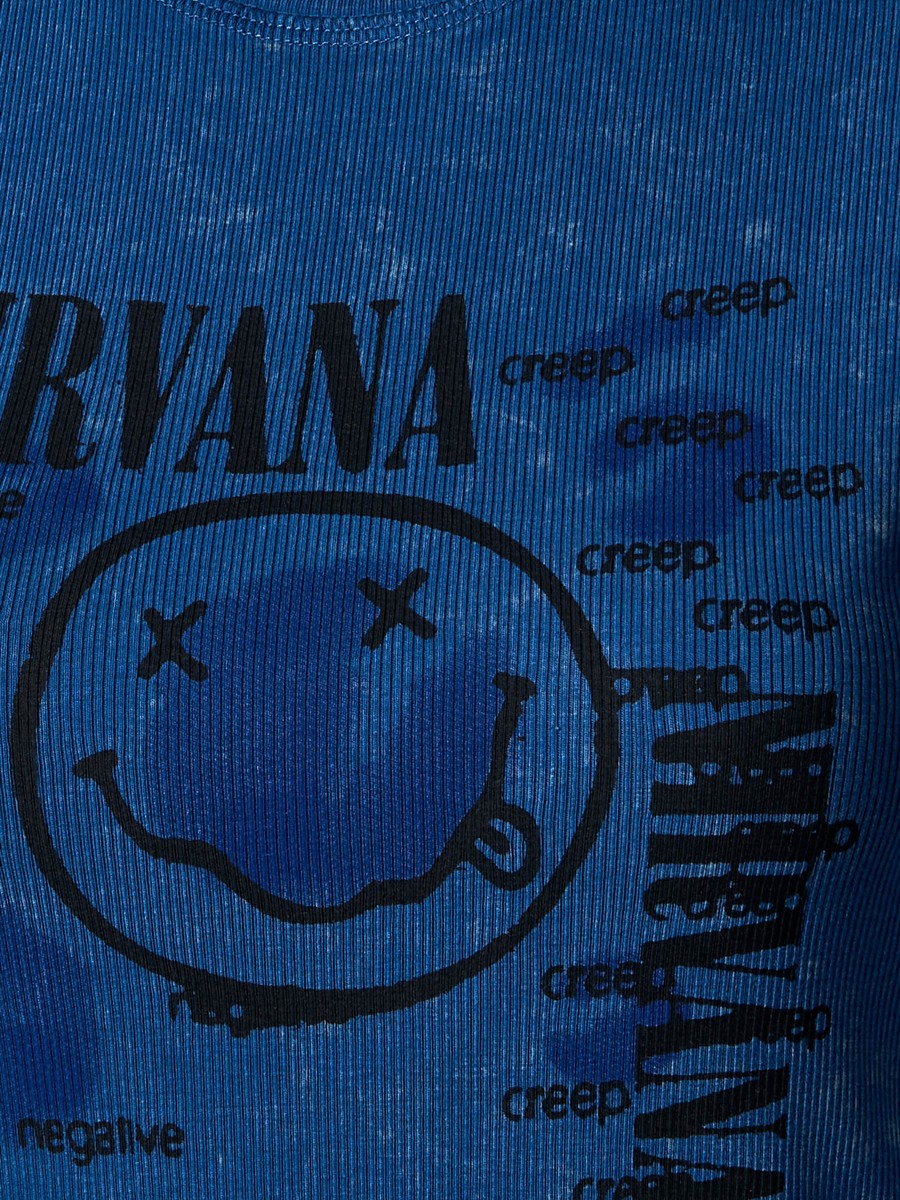 Cotton T-Shirt with Nirvana Print