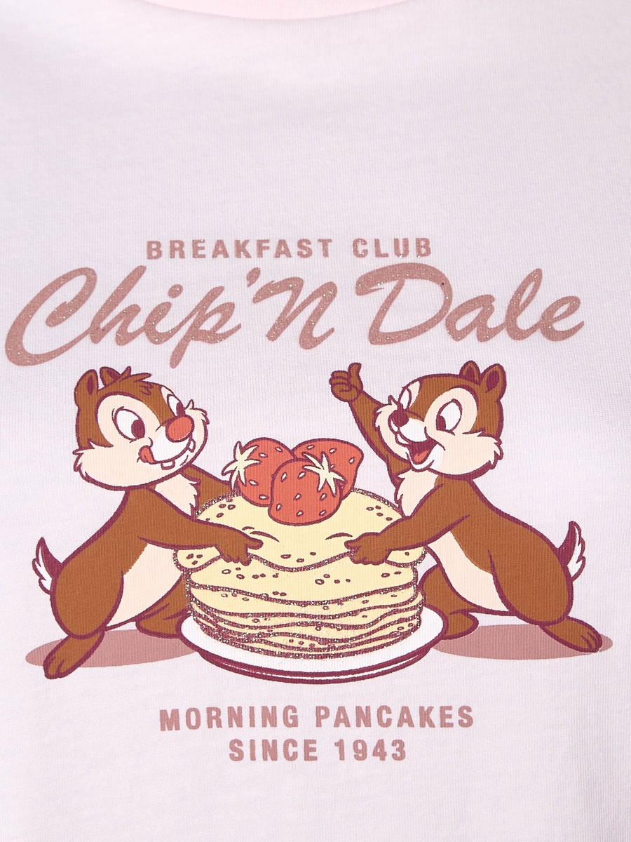 Cotton T-Shirt with Chip and Dale Print