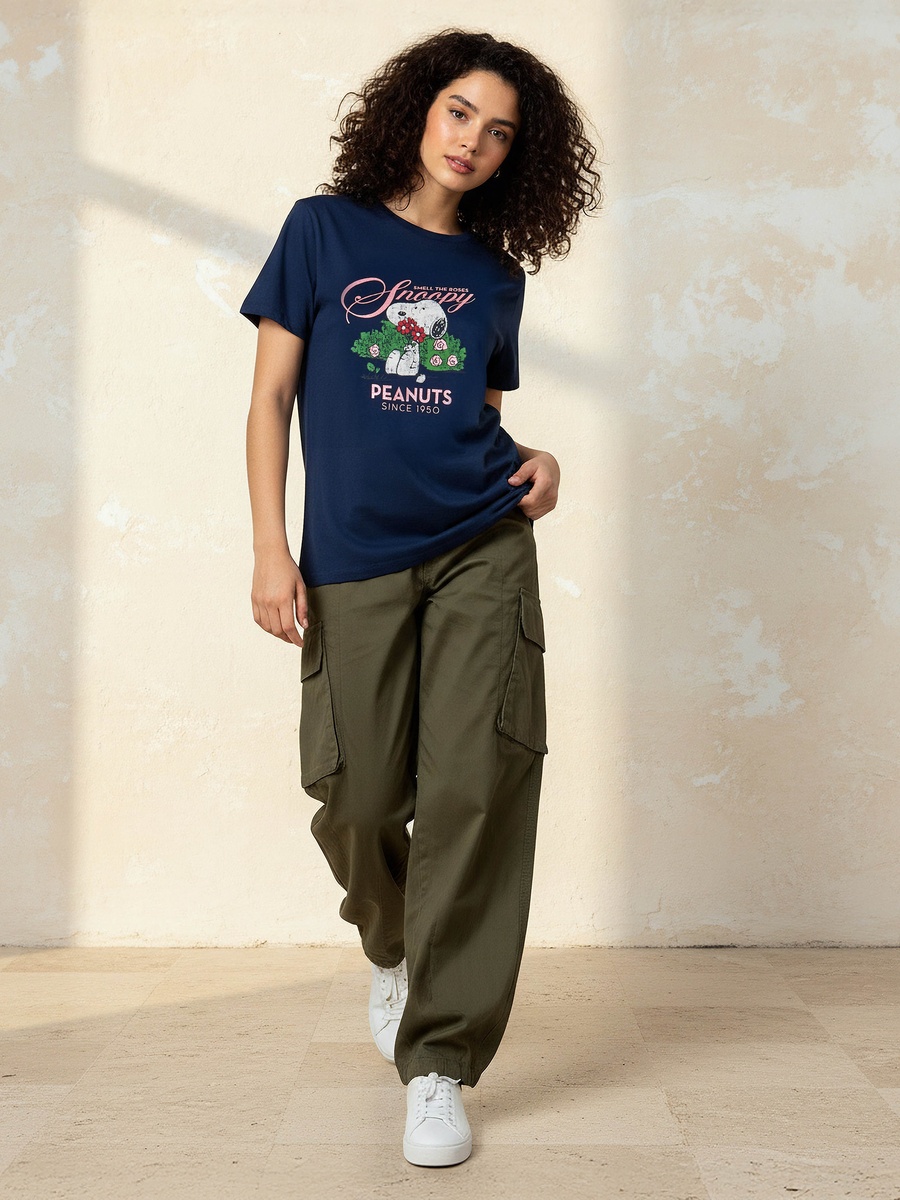 Cotton T-Shirt with Snoopy Print