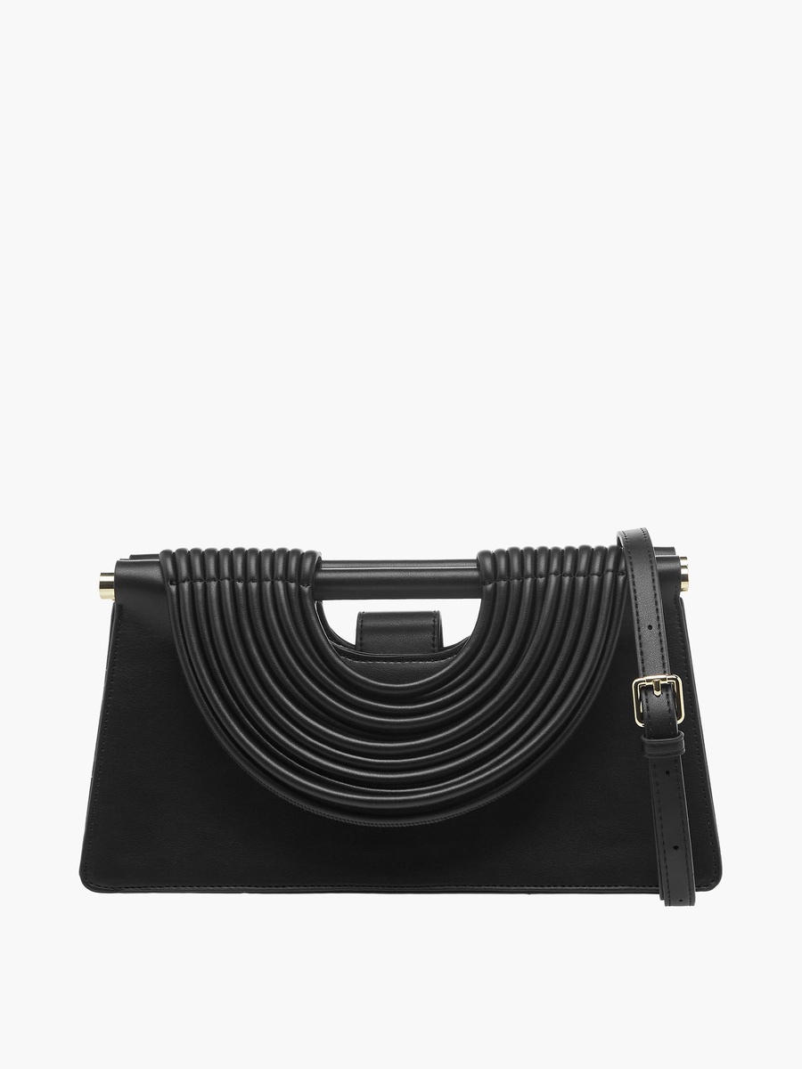 Textured Handle Clutch with Detachable Strap