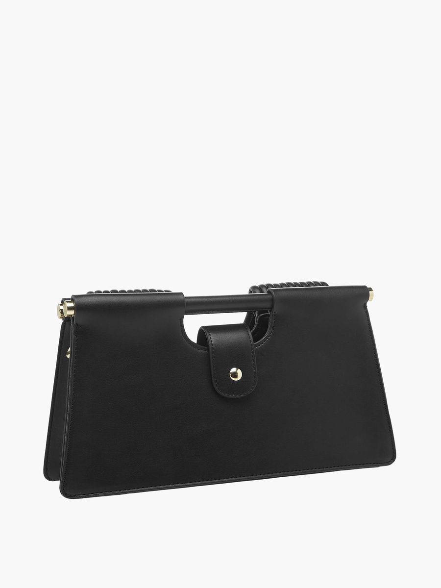 Textured Handle Clutch with Detachable Strap