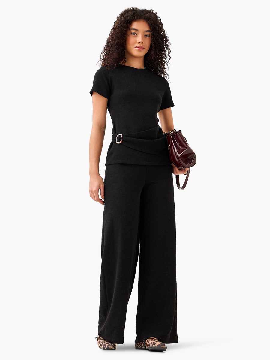 Relaxed Fit High-Rise Textured Pants
