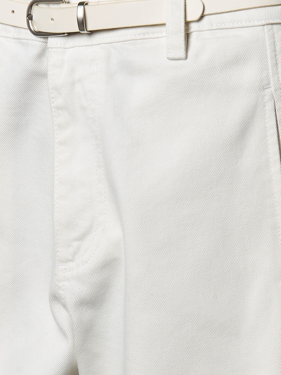 Straight Fit Cotton Mid-Rise Jeans with Belt