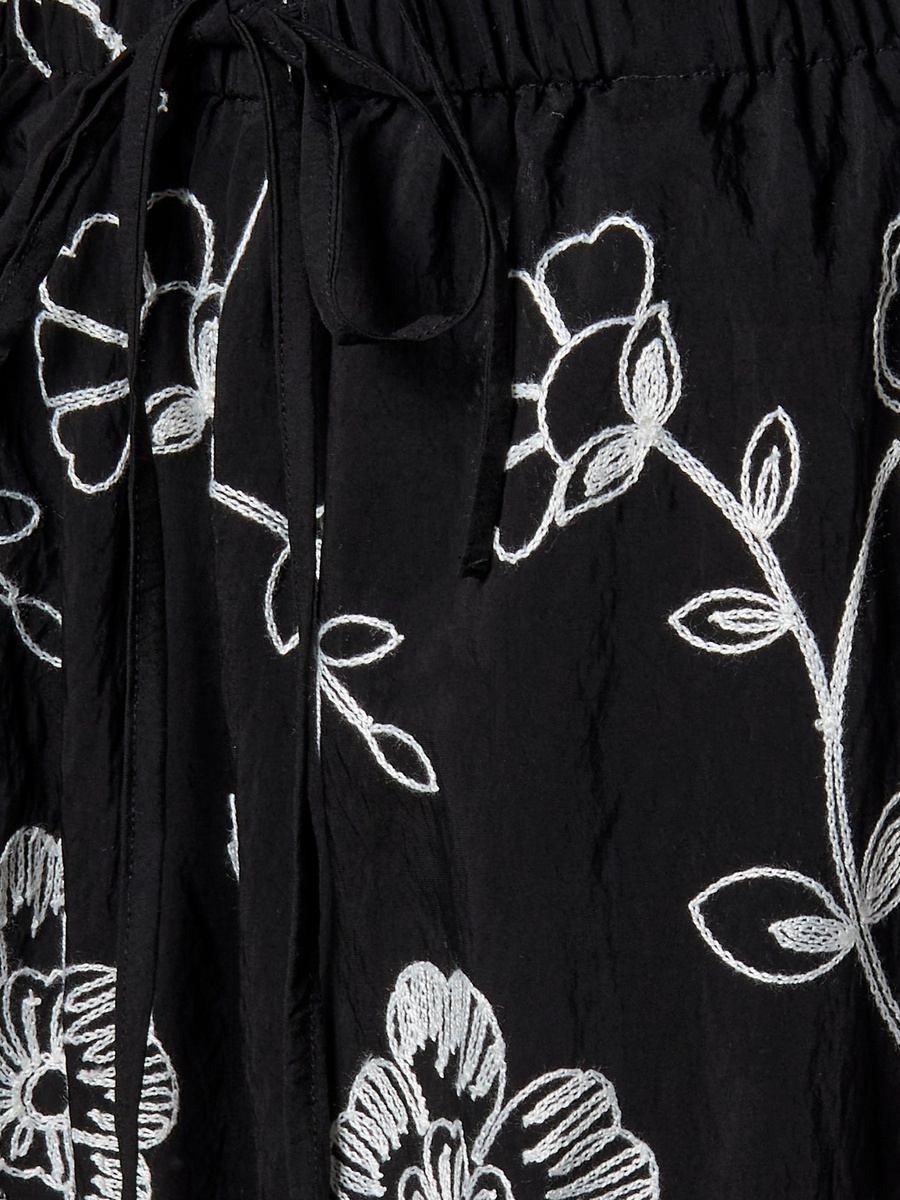 Drawstring Waist Embroidered Pants