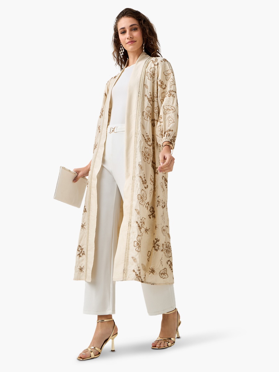 Kimono Shrug with Floral Embroidery