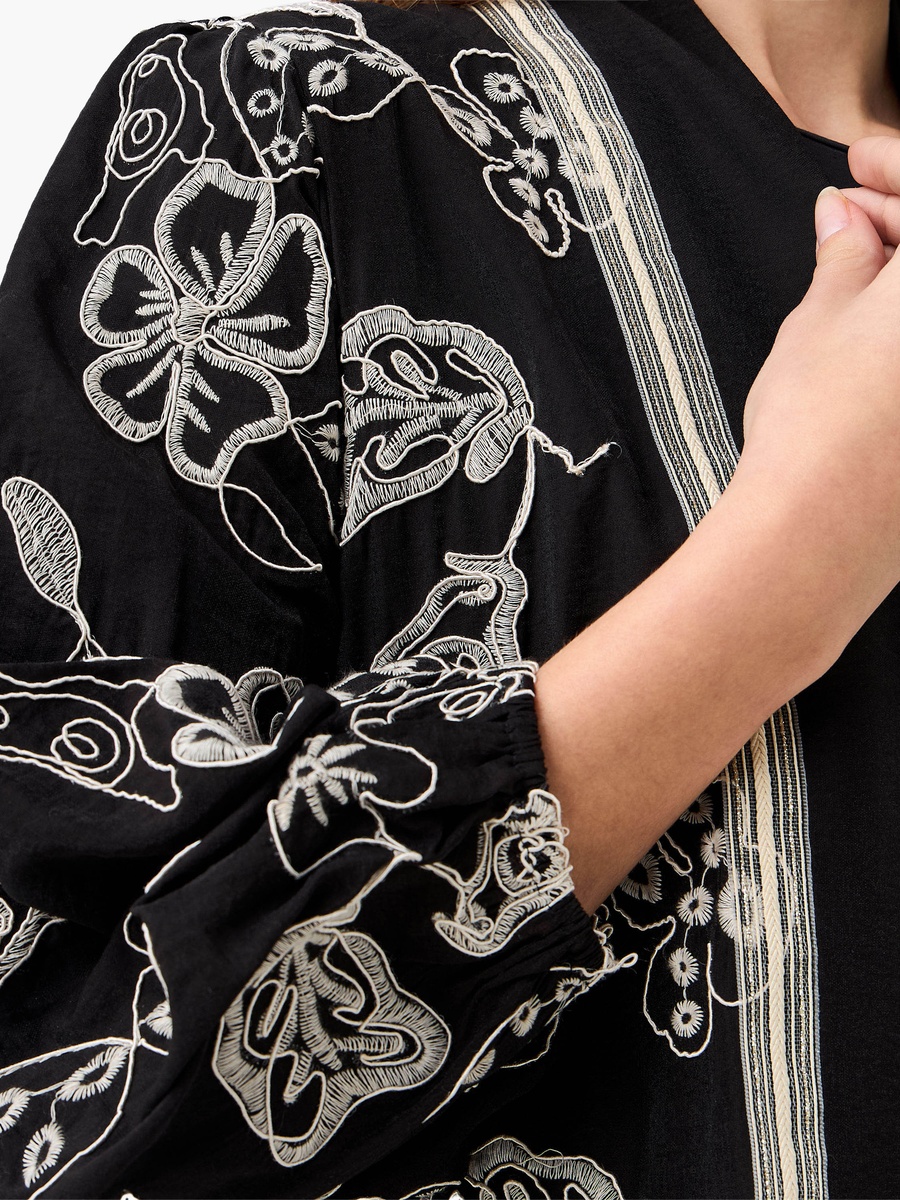 Kimono Shrug with Floral Embroidery
