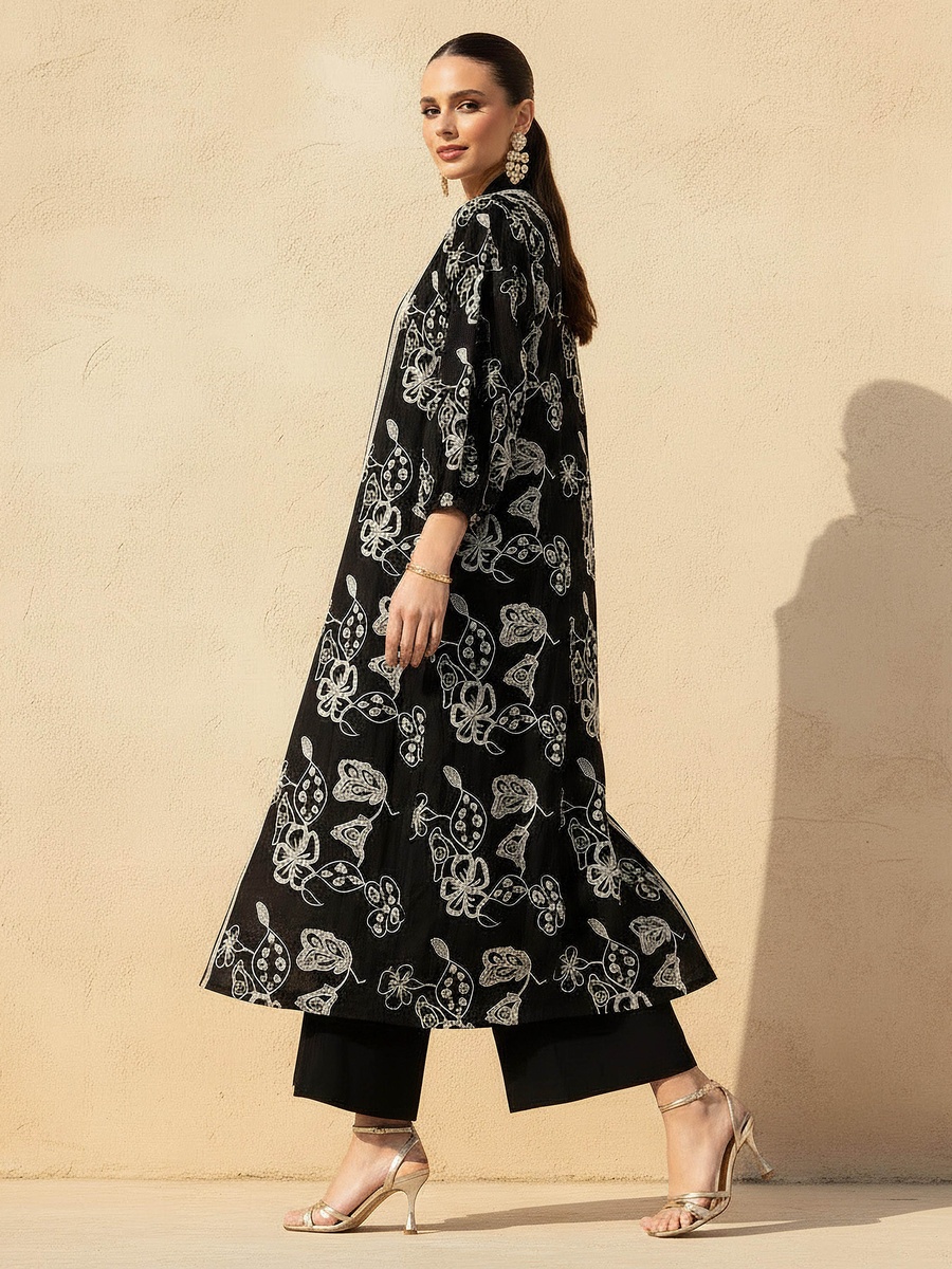 Kimono Shrug with Floral Embroidery