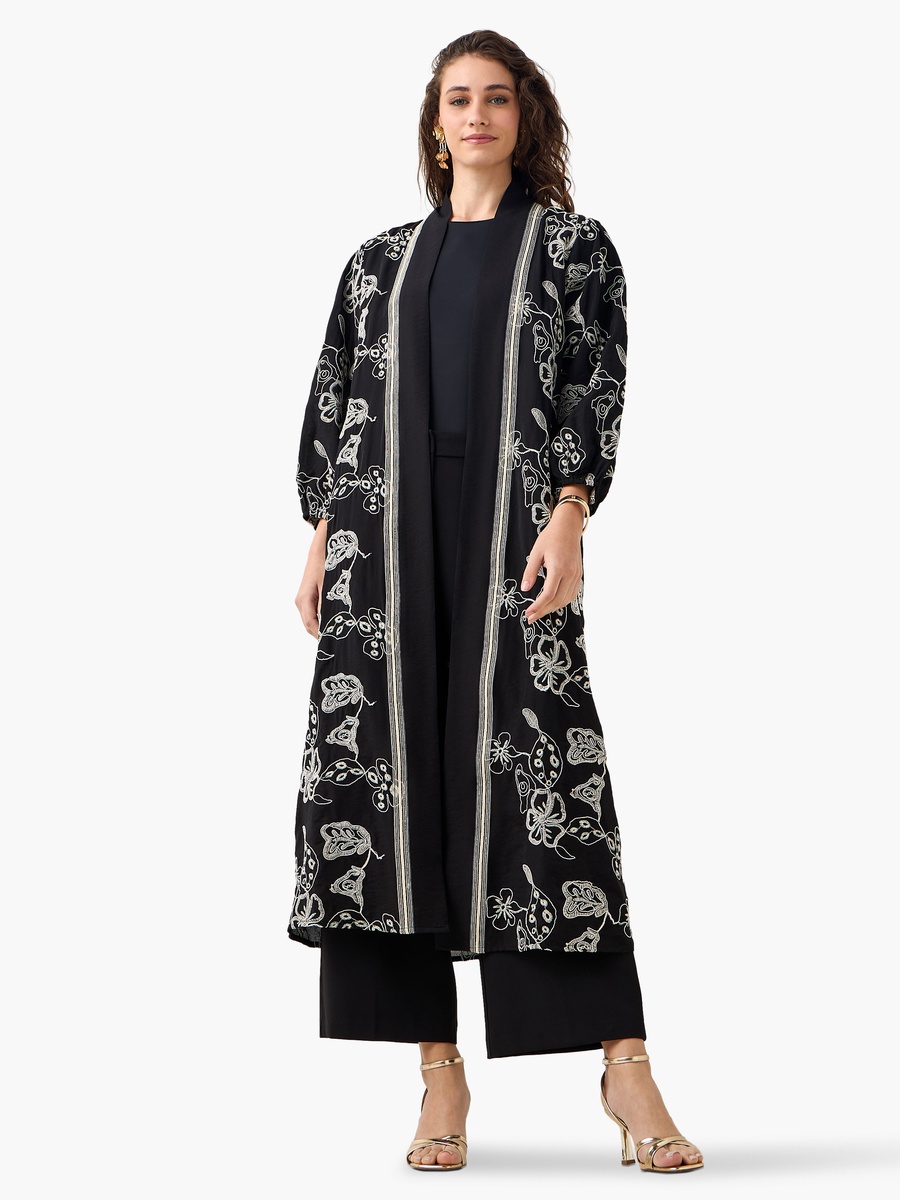 Kimono Shrug with Floral Embroidery