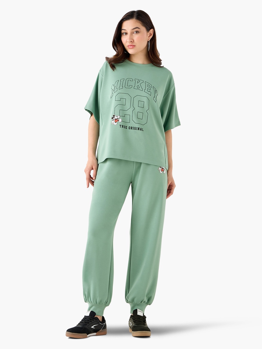 Mid-Rise Joggers with Mickey Mouse Print