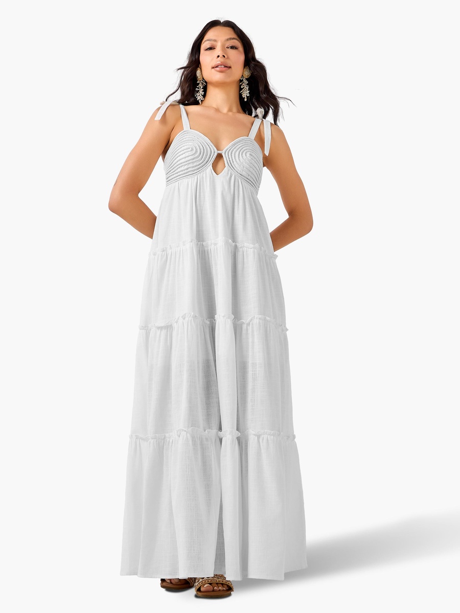 Women Rope Detail Tiered Maxi Dress