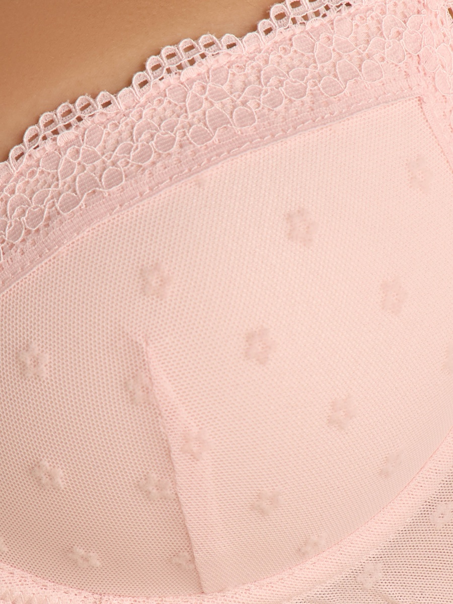 Mesh Bra with Lace Trim