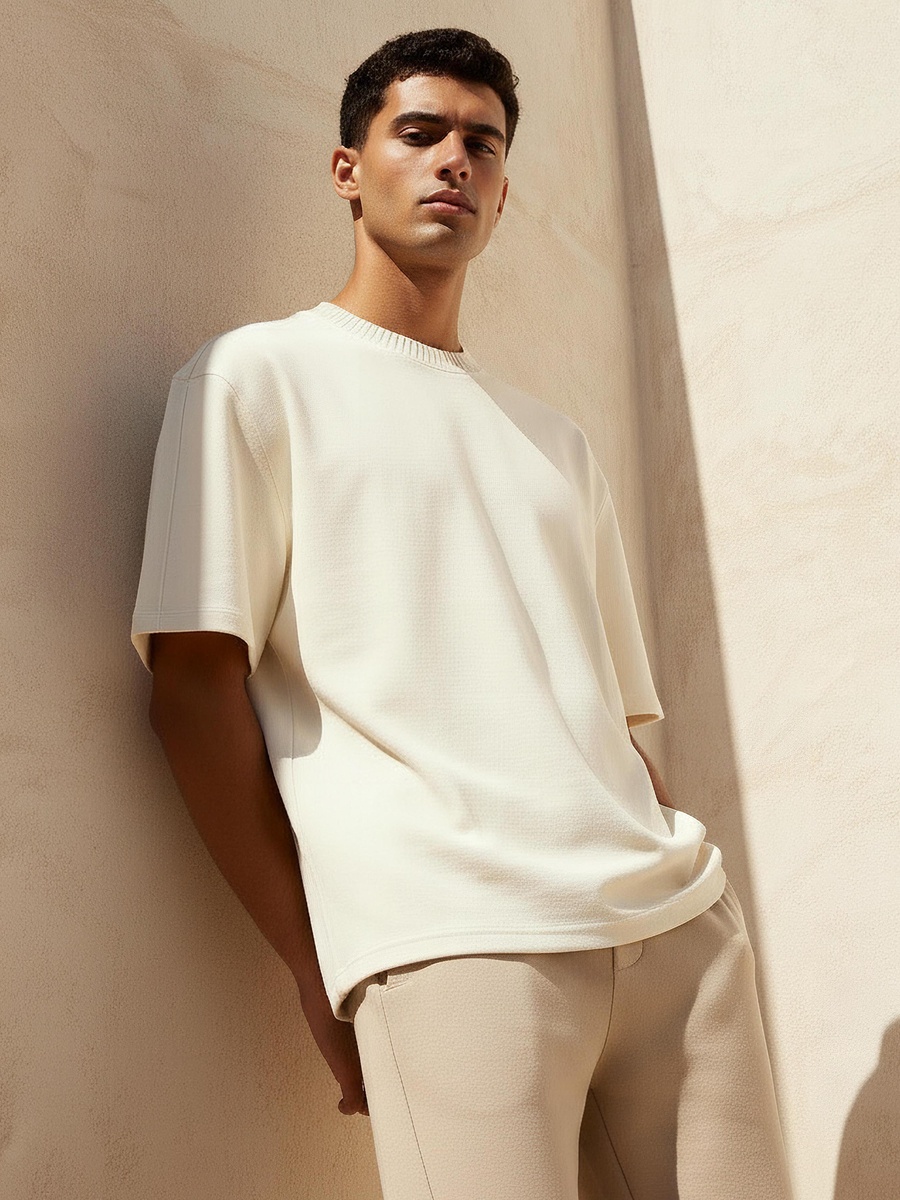 Men Regular Fit Crew Neck Short Sleeves Embroidered T-Shirt