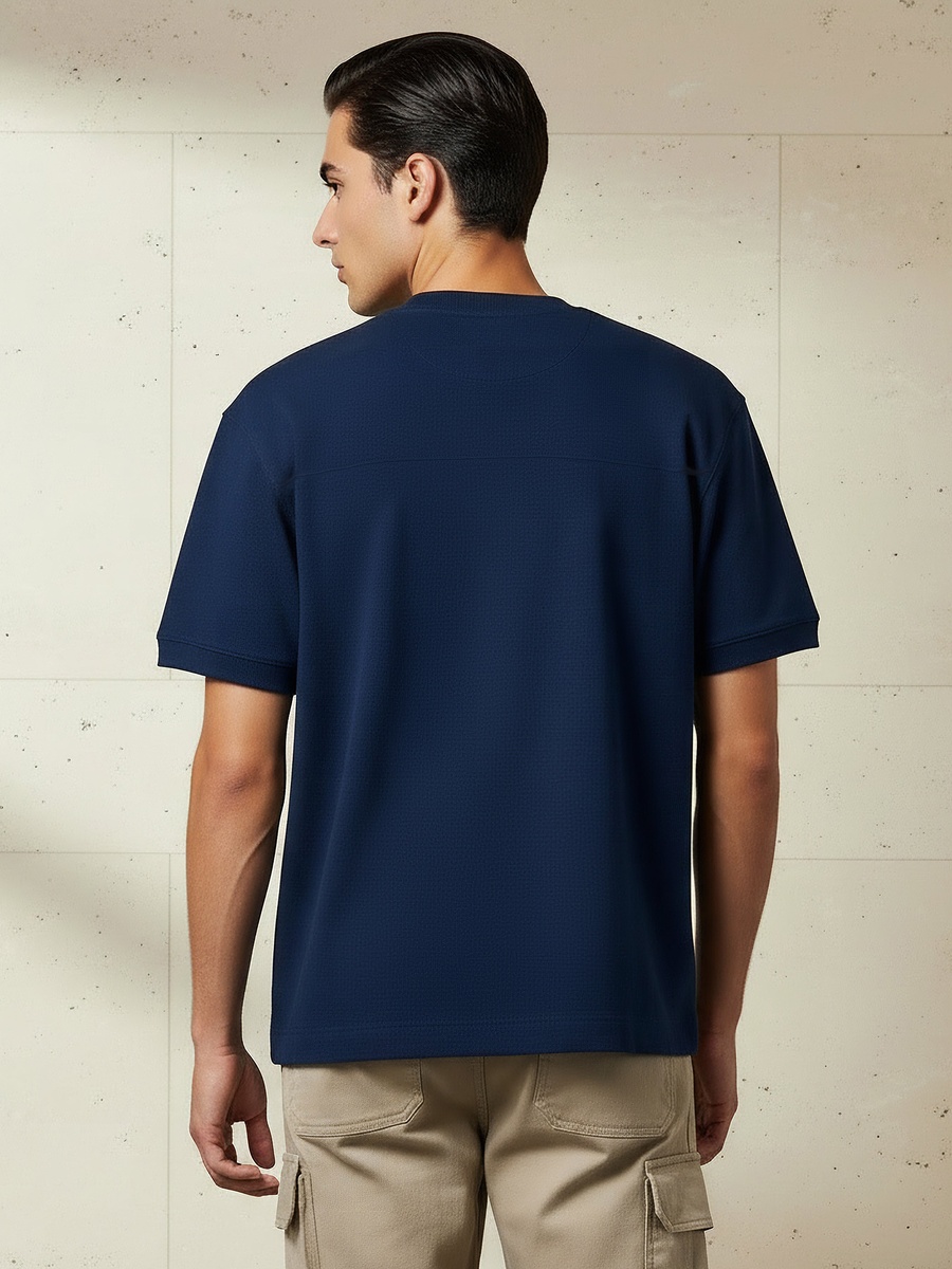 Men Regular Fit Crew Neck Short Sleeves Embroidered T-Shirt