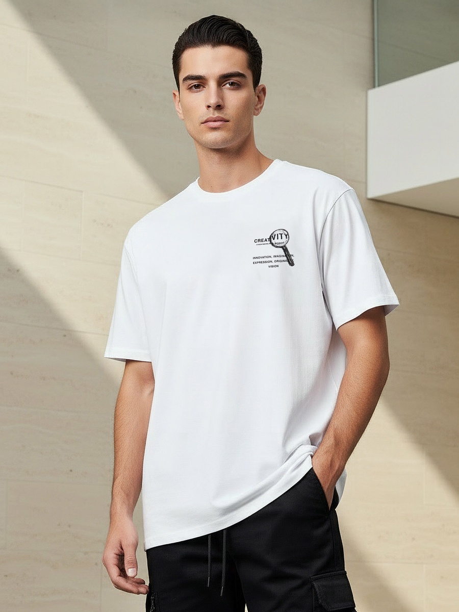 Men Regular Fit Crew Neck Short Sleeve Printed T-Shirt