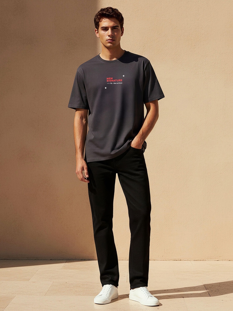 Men Regular Fit Crew Neck Short Sleeves Printed T-Shirt