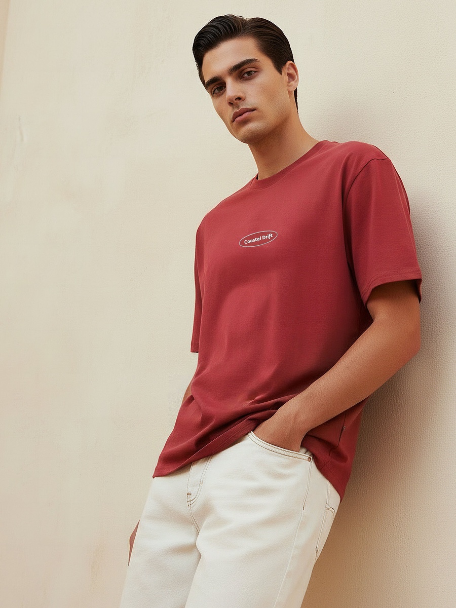 Men Regular Fit Crew Neck Short Sleeves Printed T-Shirt