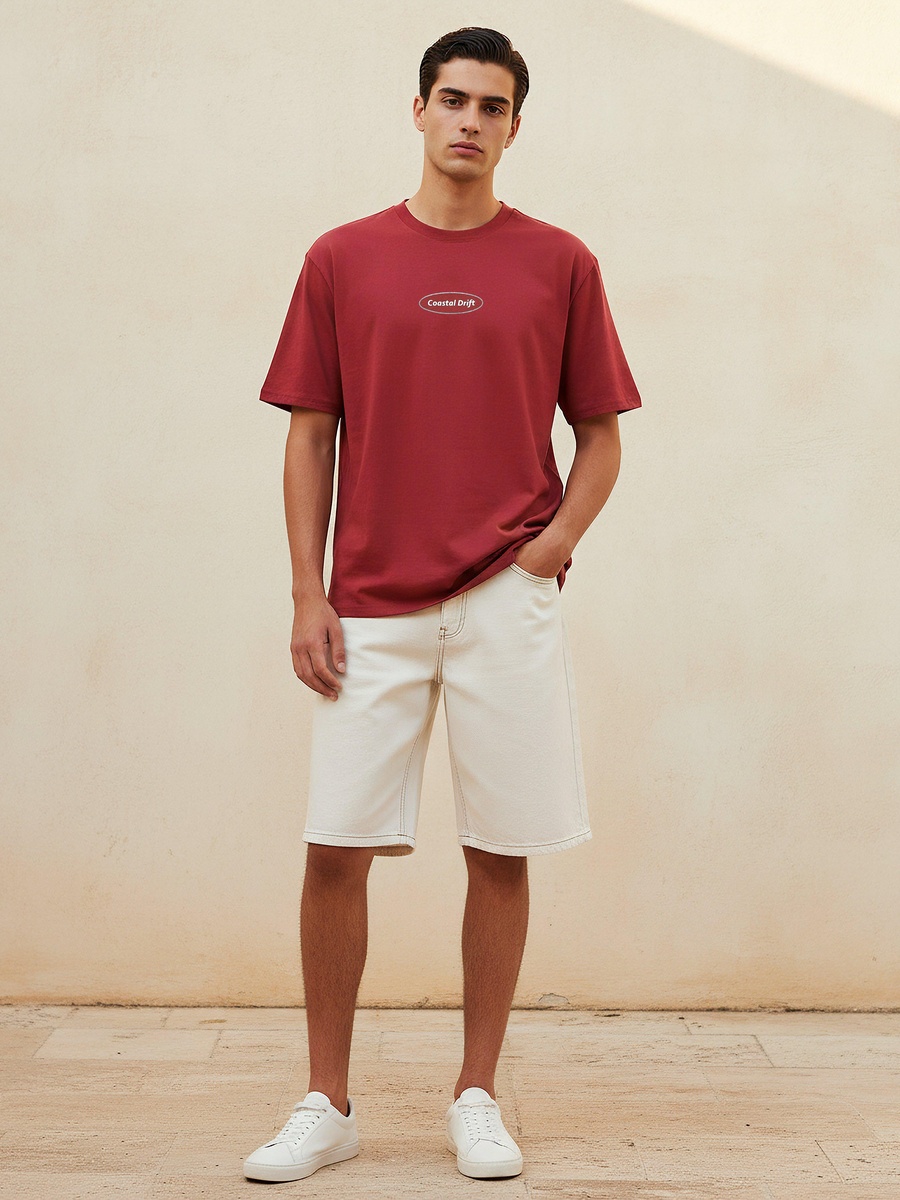 Men Regular Fit Crew Neck Short Sleeves Printed T-Shirt