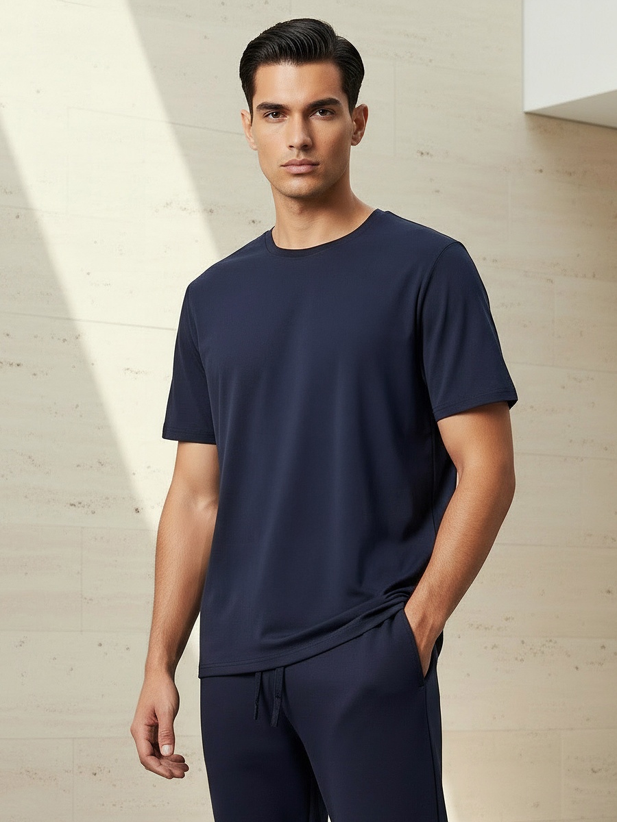 Men Plain Short Sleeve T-Shirt