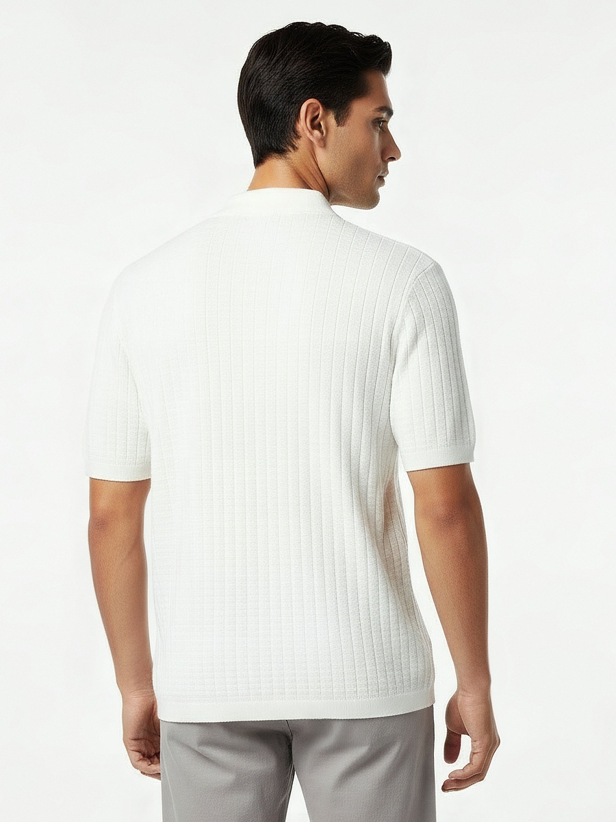 Men Short Sleeves Ribbed Polo T-Shirt