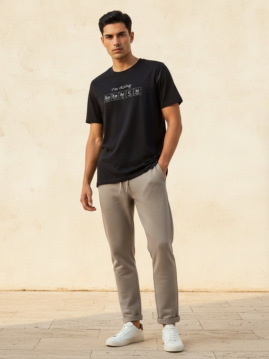 Men Slim Fit Crew Neck Short Sleeve Printed T-Shirt