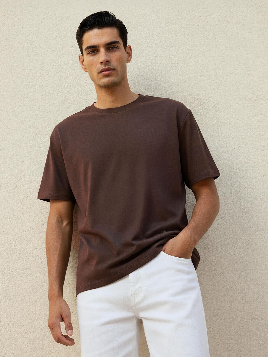 Men Relaxed Fit Crew Neck Short Sleeves T-Shirt