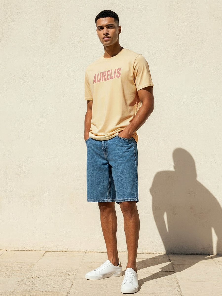 Men Slim Fit Crew Neck Short Sleeves Printed T-Shirt