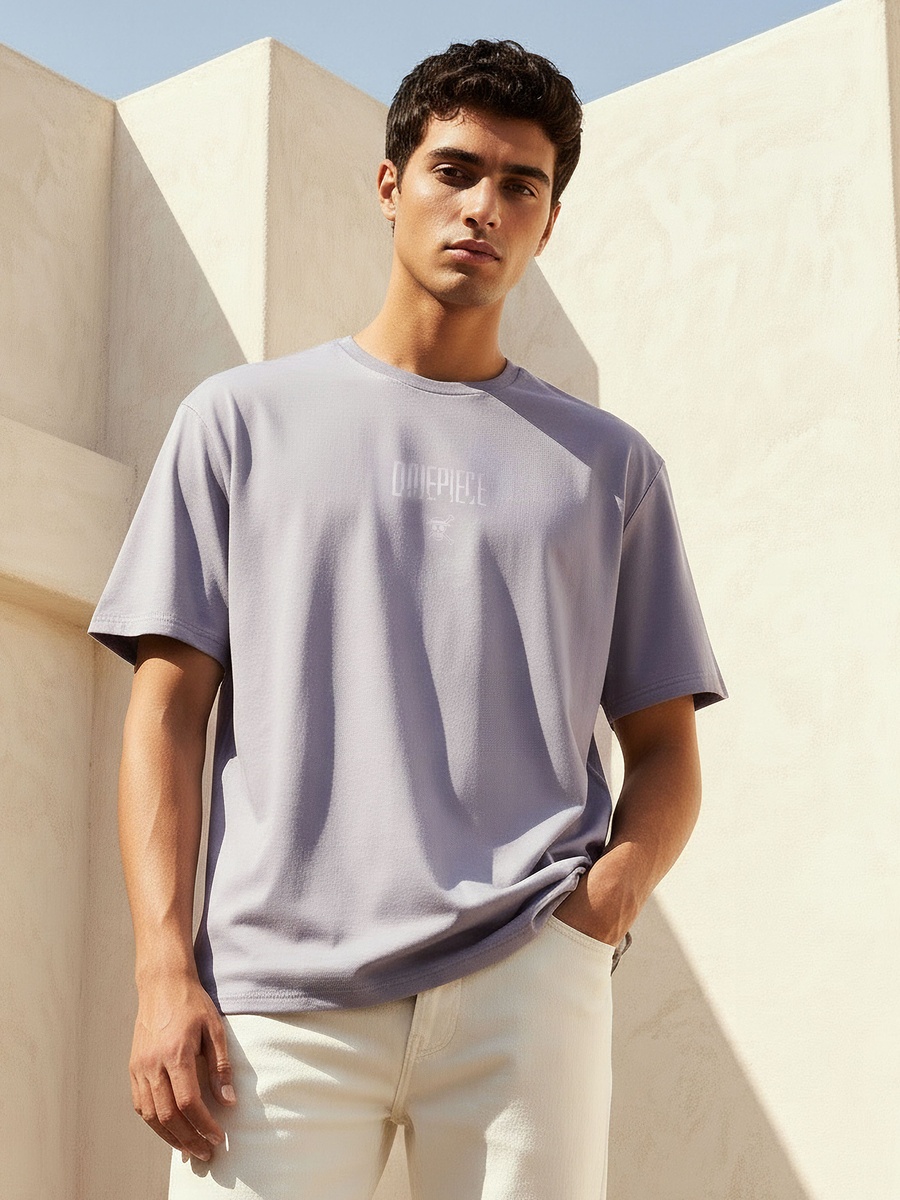 Men Relaxed Fit Crew Neck Short Sleeve One Piece Print T-Shirt